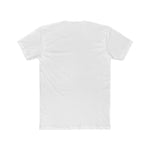 Back view of plain white crew neck T-shirt showing sleeves and upper back on white background