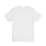 Back view of a light heather gray short-sleeve t-shirt laid flat on white background, plain back