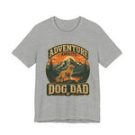 Heather gray unisex tee with vintage mountain and dog illustration and 'Dog Dad' text