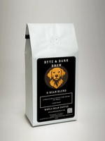White bag of Byte & Bark Brew® 6-bean blend whole bean coffee with dog logo